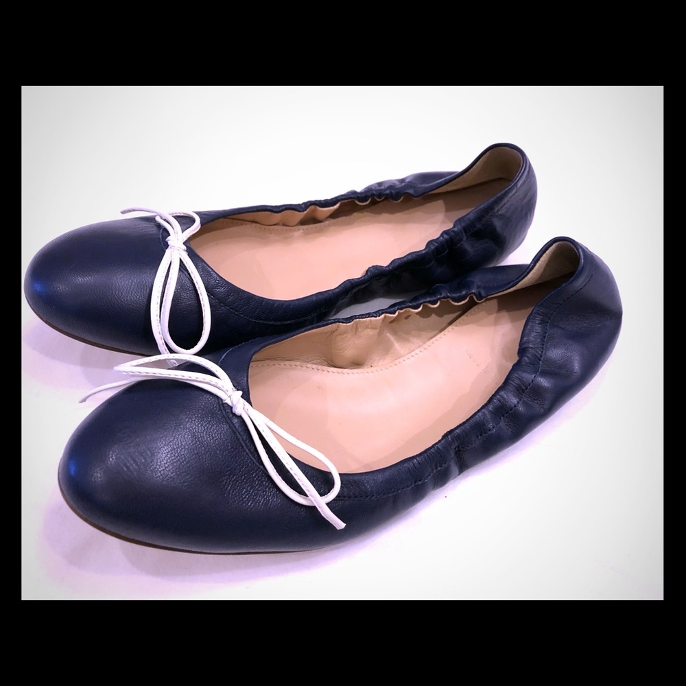 JCrew leather ballet flats never worn, navy 8.5